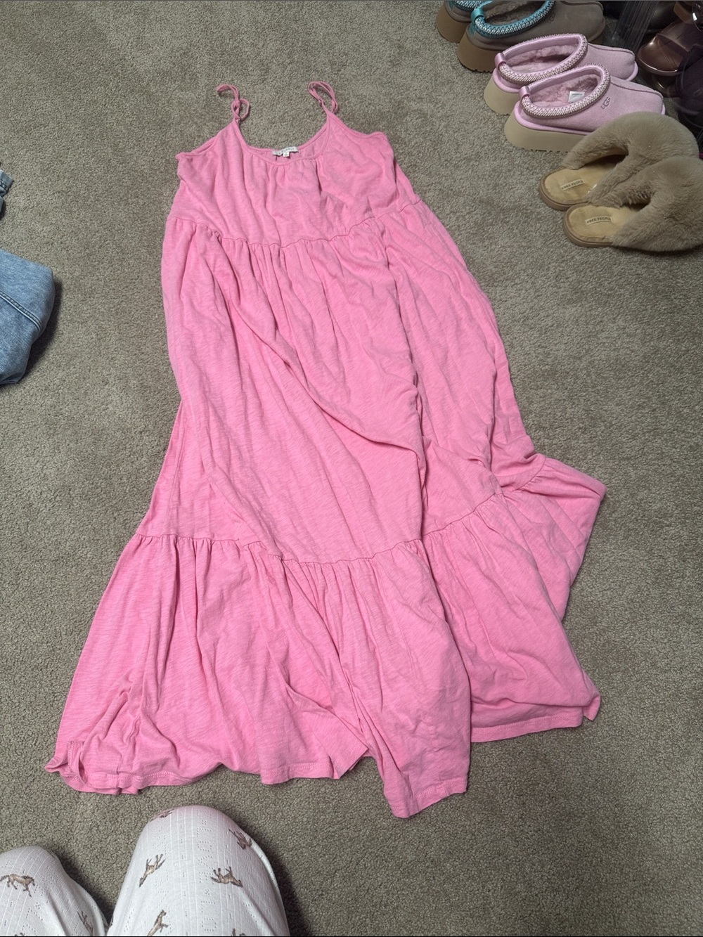 Z Supply Pink Tiered Tank Maxi Dress